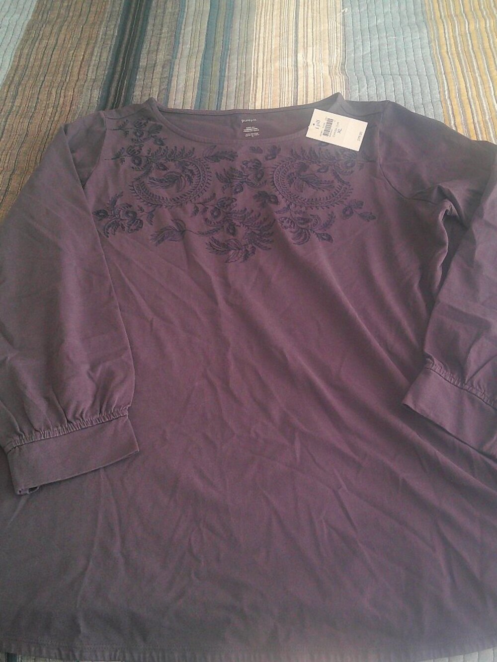 J. Jill Pure Jill embroidered neckline Knit top Size XL NWT